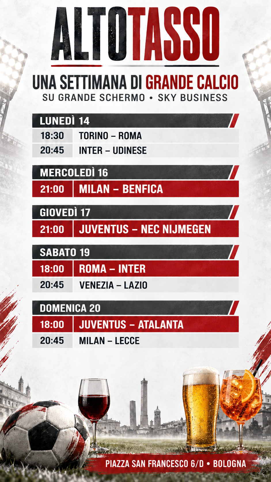 Vivi le grandi partite all’Altotasso